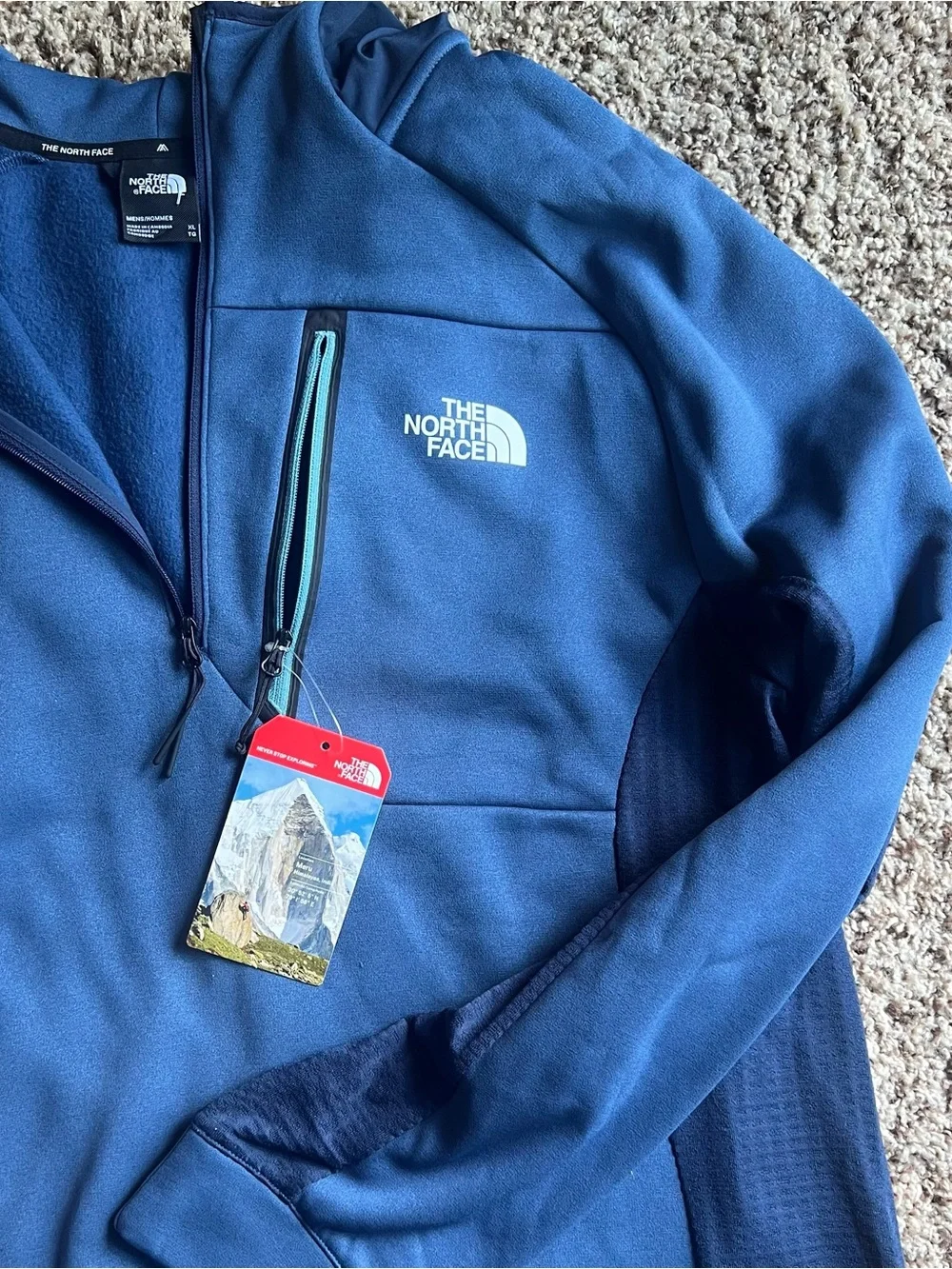 NWT North Face Men’s Mountain Athletics Full Zip Fleece Shady Blue Size XL